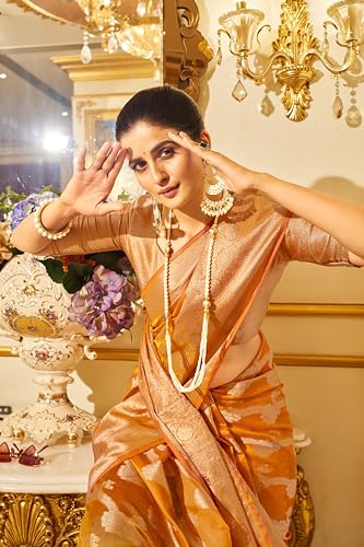 Image of SWORNOF Women's kanjivaram banarasi silk saree for Patola festival Wedding silk with rich pallu Design sarees for women with blouse piece