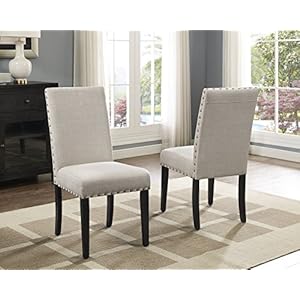 Roundhillfurniturebionytanfabricdiningchairswithnailheadtrimsetof2browntan Urban Country Home Decor Roundhill furniture biony tan fabric dining chairs with nailhead trim set of 2 brown tan urban country home decor