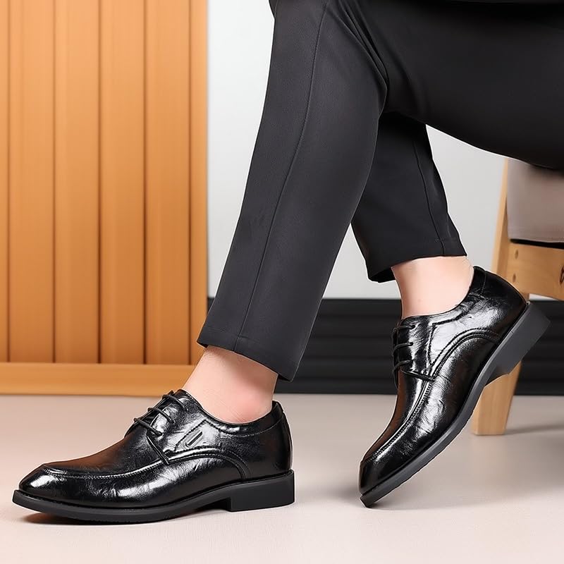 Mens Oxfords Shoes Lace Up Fashion Pointed Toe Slip-on Oxford Men's Leather Casual Dress Shoes2