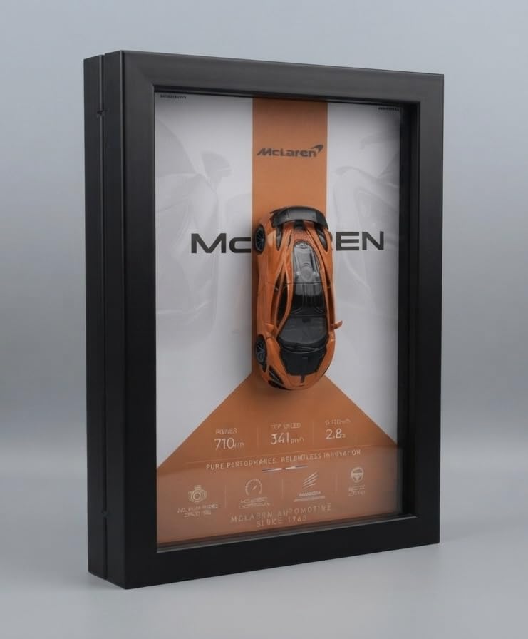 McLareen Premium 3D Die Cast Model Frame 1:35 ( car Included ) | With Light & Music, DRL Feature, Wall Mountable, Collector's Display,-image-9