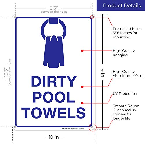 Cartel de piscina Dirty Pool Towels 10x14 pulgadas aluminio miniatura 3