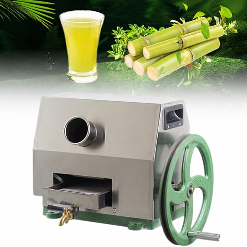 ZOLPINL Exprimidor de caña de azúcar Manual, exprimidor de caña de azúcar y Jengibre, Molino de caña de azúcar de Tres Rodillos de Acero Inoxidable, exprimidor de Jugo de caña de azúcar co