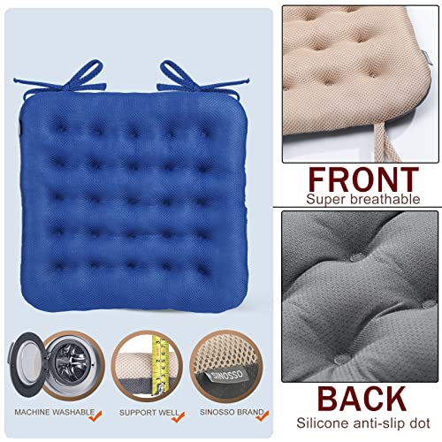 Sinosso Excellent Support Effect 4 Pack Dining Room Chair Cushions, Luxury Air Mesh Breathable Office Chair Pads, Non-Slip Desk Computer Seat Cushions (4 Counts, Blue) #TOP2