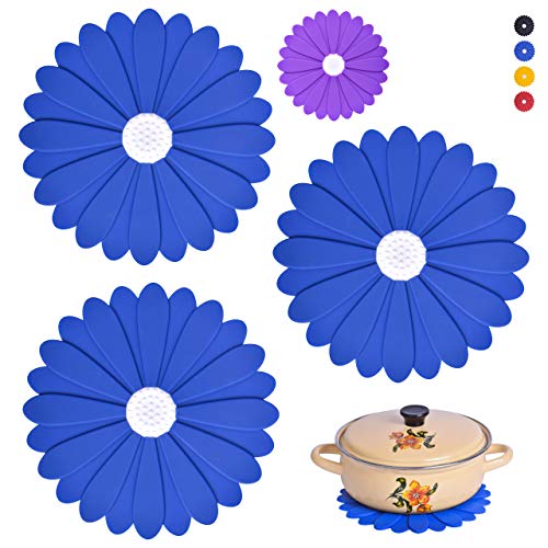 Oreugo Silicone Trivets for Hot Pots & Pans Holder, Set of 3 Trivet + GIFT COASTER. Multi-Use, Flexible, Non-Slip & Durable. Kitchen Decor Mats. Silicone pot holders heat resistant hot pads