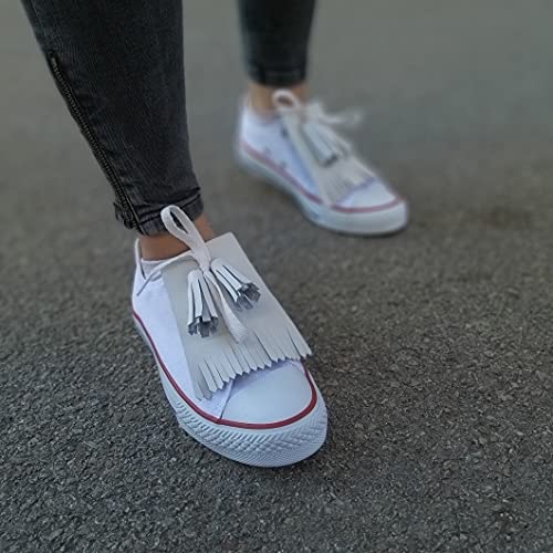 White Leather Tassel Fringes For Bridal Shoes | Tassel Charms | Shoe Clips For Custom Shoes | Tassel Fringes For Custom Sneakers (White Leather, White Kiltie + Tassels) #TOP4