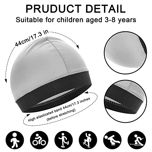 4 Pieces Kids Satin Wave Cap Unisex Kid Beanie Cap Wave Wide Strap Skull Caps Football Sports Wicking Cap Running Hat For Boys And Girls #TOP1