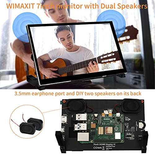 Raspberry Pi 4 touchscreen, WIMAXIT 7 inch draagbare Raspberry Pi IPS-scherm 1024X600IPS met gehard glas HDMI USB C… - Afbeelding 4