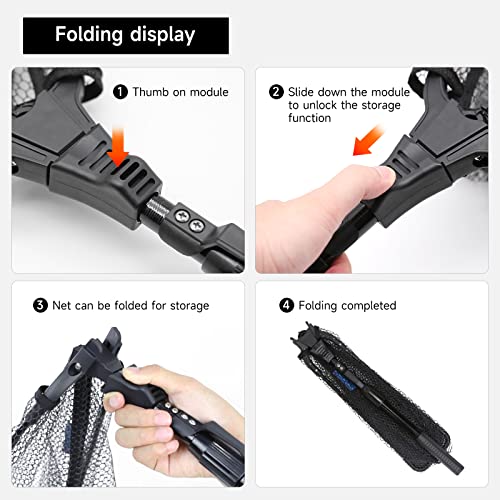 Komclub Fishing Net Fishing Gear, Collapsible Retractable Rubber Nylon Net Suitable For Saltwater And Freshwater Fishing Landing Net #TOP3