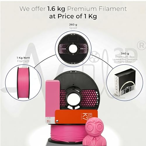 Image of NFIL3D 1KG Net Rpla Pink 3D Printer Filament | Filaments for 3D Printer| 1.75mm| Accuracy - + /- 0.015mm | 1000g 3D Filament, 250g Spool & 350g Packaging Weight (Total Weight 1.6KG)