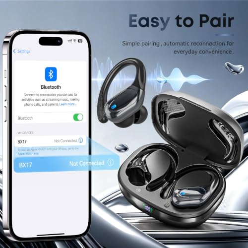 Image of HAOYUYAN Wireless Earbuds, Sports Bluetooth Headphones, Noise Canceling Ear Buds with 80hr Playtime, LED Power Display, IPX7 Waterproof Earphones for Gym /Workout