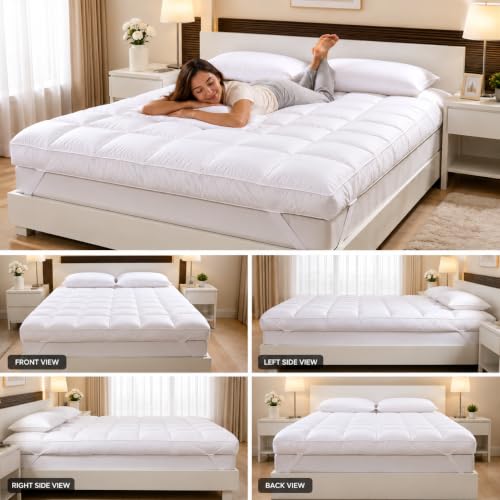 Image of 3000 GSM King Size Finest Imported Super Microfiber Mattress Padding /Topper- White (72 inchX78 inchinch)