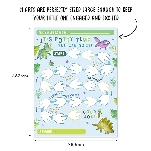 Image of Potty Training Sticker Chart for Boys x10 pcs - Potty Time Dinosaurs- Potty Training Rewards for Toddlers Boys - Reward Sticker Chart Routine Calendar - Train to Poop - by Central 23