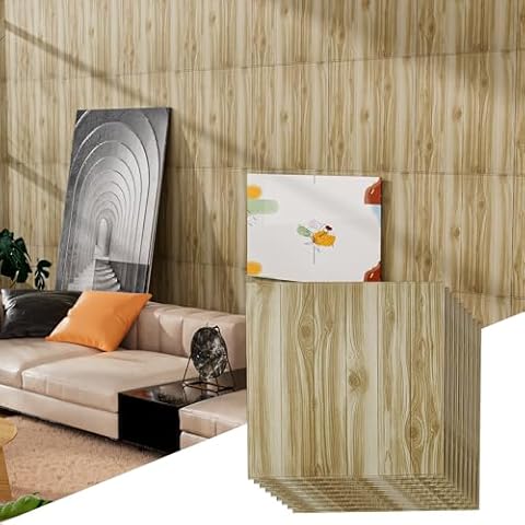 Pluden Slat Wall Panels Peel and Stick Foam, 20Pcs 106 Sq.Ft 3D Fluted Textured Panel, XPE Foam DIY Self-Adhesive Waterproof Fluted Wall Panels for Interior Wall Decor, Home Decor Cover