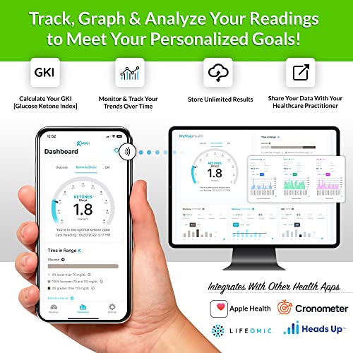 Keto-Mojo KMGK+KIT_4210_EXP Gk+ Bluetooth Glucose & Ketone Testing Kit + Free App For Ketosis & Diabetes Management. 20 Blood Test Strips (10 Each), Meter thumb #3