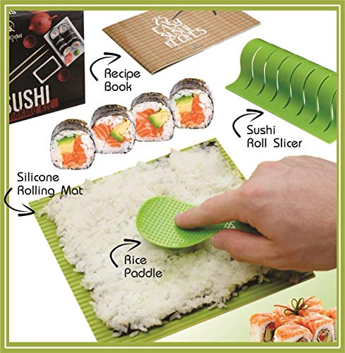 Sushi Making Kit - Silicone Sushi Roller With Rice Paddle, Roll Cutter,