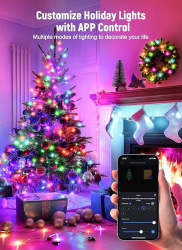 Image of Smart Fairy Lights Plug in, 2 Pack 33FT 100LEDs USB Bluetooth Twinkle Lights with Timer and Remote, App Control Starry String Lights 8 Modes for Wedding Party Indoor Christmas Decoration, Multicolor