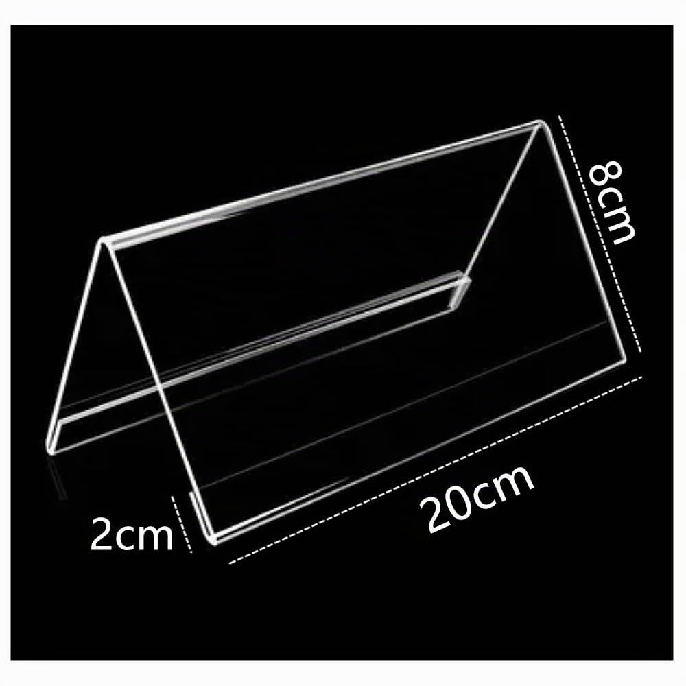 12 Pièces Présentoirs Chevalets de Table, 20 X 8 cm Display Stand en Acrylique,Porte Affiche pour Menu, Fiches de Bureau, Dépliant, Flyer, Publicité , Transparent