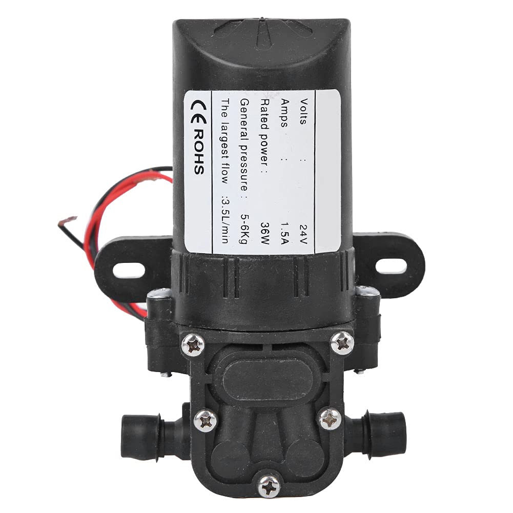 Micro Pompe à Membrane D'amorçage, DC 24V 3.5L/min Pompe à Eau Haute Pression de Moteur à Courant Continu, Mini Pompe à Eau Interrupteur Automatique à Moteur à Air Sous Vide pour Aquarium (DC24V)