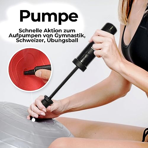ResultSport Gymnastikballpumpe Doppelhub Handpumpe für Gymnastikball/Ballon mit Stecker und Werkzeug