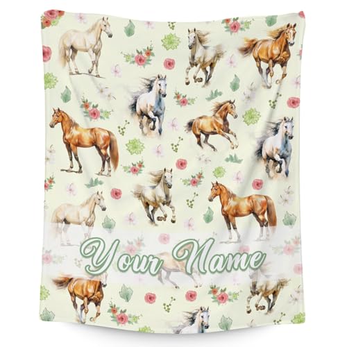 Custom Horse Blanket, Cute Soft Throw Gifts for Grils Boys, Cozy Flannel Throw Blankets for Bed Travel, 50"x60"