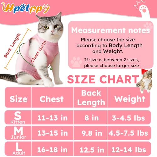 Cat Recovery Suit for Spay Abdominal Wounds, Kitten Onesie Bodysuit for Cats After Surgery, Cat Surgery Recovery Suit Female Cone of Shame Alternative for Cats Anti Licking (Pink,M) - Image 3