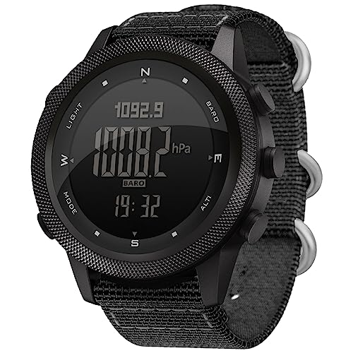 DIDITIME Military Watches for Men, North Edge Mens Tactical Watches, Outdoor Sports Watches for Men, Digital Survival Watch for Men with Compass Temperature Altimeter, Black Mens Wrist Watch