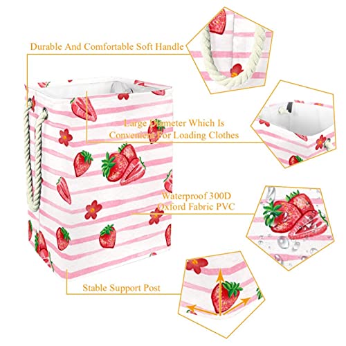 Panier à linge imperméable haut de gamme rose fraise à poignée chic