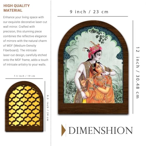 Image of Jharokha MDF Mirrors Home Decoration Items | Traditional Wall Decor Items for Living Room | Mirror Wall Hanging | Home Decor Items for Bedroom Office Set of 6 (9x12 inch & 7.5x9.5 inch)