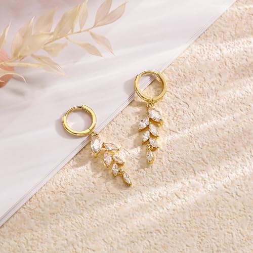 Gold Hoop Earrings Set: Dainty Stud Earrings for Women 14K Gold Plated Small Dangle Hoop Earrings Hypoallergenic Earring Stacks for Women4
