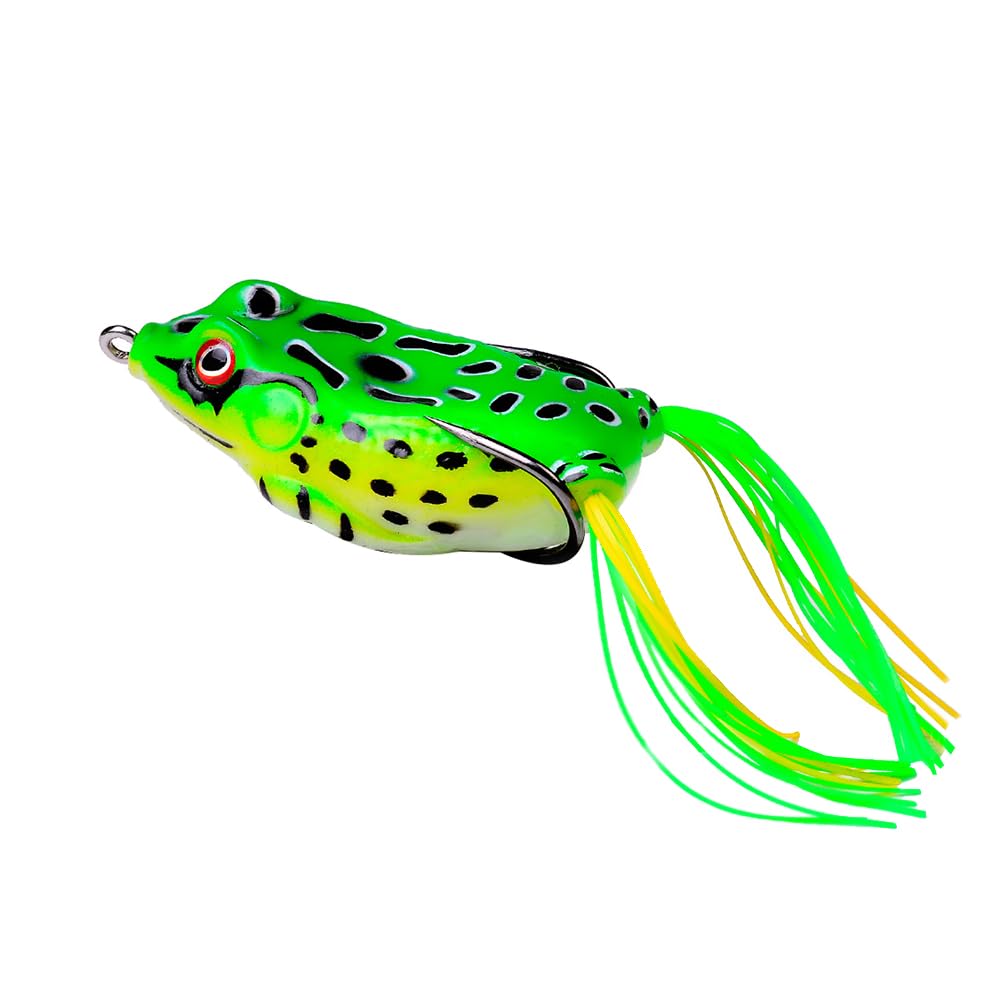 (Color A)5cm/1 Pcs Topwater Jump Frog Lures Soft Lures, Fishing Tackle Accessories with Double Sharp Hooks for Bass Pike Salmon Crappie Freshwater Saltwater