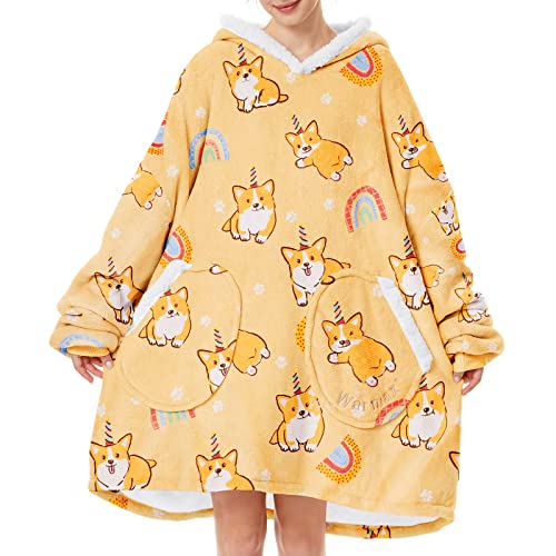 Wearable-Blanket-with-Plush-Pockets-Oversized-Sherpa-Thick-Warm-Hoodie-Blanket-Big-Sweatshirt-Gifts-for-Women-Men-Puppy