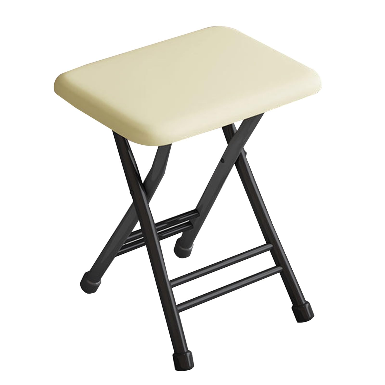 Sgabello Quadrato Pieghevole – Compatto, Leggero, Imbottito, Per Casa, Ufficio, Scuola, Pieghevole, Design Salvaspazio(Off white)
