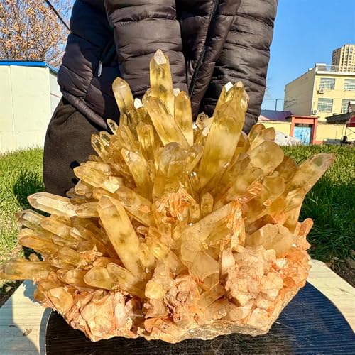 Cristal de cuarzo amarillo natural en racimo de 800-900 g para decoración 5