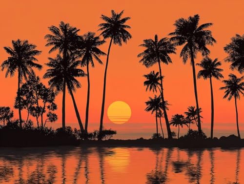 数字油絵初心者向け DIY アクリル絵の具塗り絵キット、Paint by Numbers子供と大人ハンド塗り絵景観が日没するインテリア装飾ペイントバイナンバー 絵画手芸ストレス解消DIY手描、インテリア 家の壁の装飾、20x30cm/8x12インチ(フレー