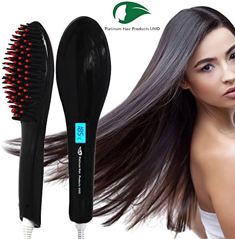Platinum Hair Straightener Professional Detangling Hair Brush Styling Comb Digital Anti Static Anti-Scald Ceramic Heating Iron Massage Straightening 450โ/230โ Adjustable, 30-min Timer, (Black)