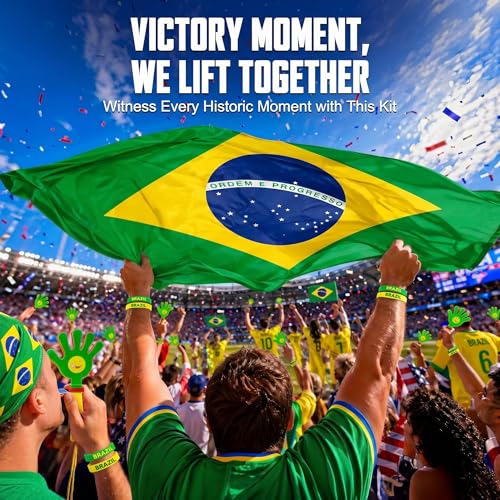 2026 World Cup Fan Accessories Kit, 7 PCS World Soccer Sport Cup Gear Set, World Cup Merchandise for Soccer Party Decorations, Stadium Events, Watch Party, Home Cheering (Brazil) by JSDKFJSA - Used condition - Image 8