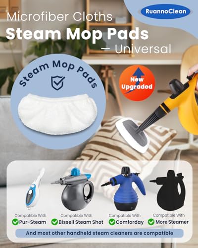 RuannoClean 12 Pack Universal Microfiber Cloths for Handheld Steam Cleaner, Steam Cleaner Accessories, Reusable Steam Mop Pads Compatible with Bissell Steam Shot, PurSteam and Most Handheld Steamer - Thumbnail 3