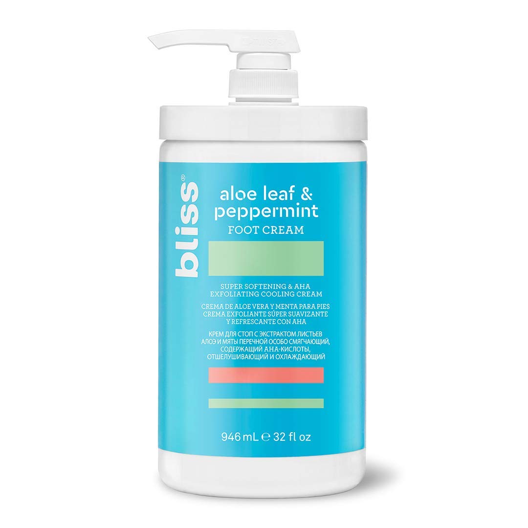 Bliss - Brandclub - Bliss Aloe Leaf & Peppermint Foot Cream Super Softening  AHA Exfoliating Cooling Cream Exfoliator & Moisturizer Vegan Cruelty Free  Paraben Free 32 oz