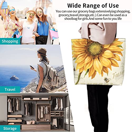 Cnlong Vintage Sunflower Large Tote Bag For Women Waterproof Reusable Shoulder Bag For Beach Travel Work And Grocery Shopping #TOP5