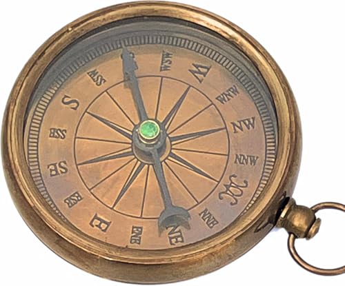 Brújula deportiva de latón antigua para senderismo y camping, instrumento náutico de navegación, tamaño de bolsillo, coleccionable miniatura 1