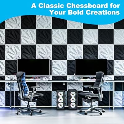 Art3d 33-Pack 3D Wall Panel for Interior Wall Decor, Diamond Textured PVC Accent Wall Paneling for Living Room Bedroom Office TV Wall Background, 11.8x11.8 Cover 32.Sq.Ft., White