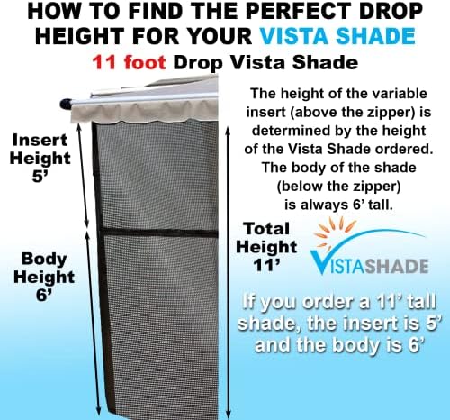 ShadePro Vista RV Awning Shade Screen - Zipper Sun Screen Installs in Seconds - Solar Mesh Blocks 87% of Sunlight - Original Camper Sunscreen for Awnings - 13' x 11' - Black - 2