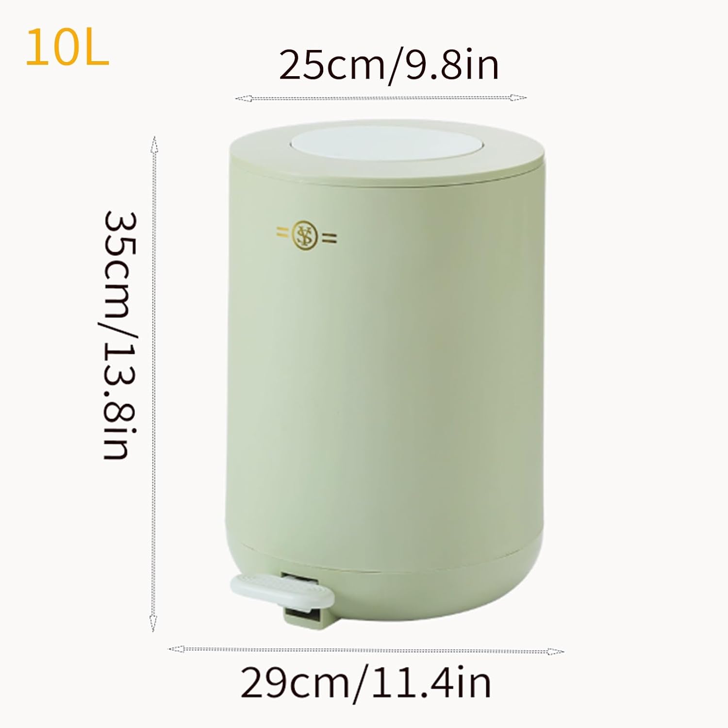 Indoor Trash Can with Pop-Up Lid Plastic Trash Can with Soft-Close Lid, Step Pedal Round Cute Garbage Can High-Value Garbage Can with Inner Bucket for Home Office Trash Bin(Orange,10L)