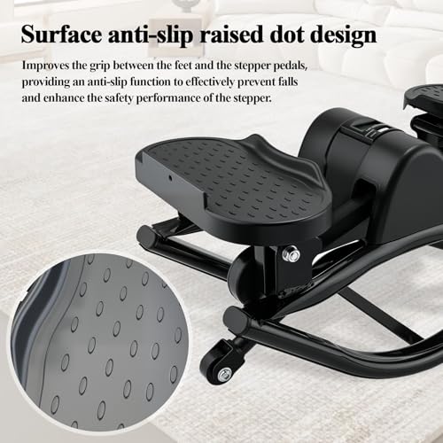 Image of Rock Stepper for Home Workout, Side-to-Side Stepper Machine with Resistance Bands & Digital Display, Low-Impact Lateral Stepper for Full Body Exercise, Compact Quiet Cardio Equipment for Apartment /Gym