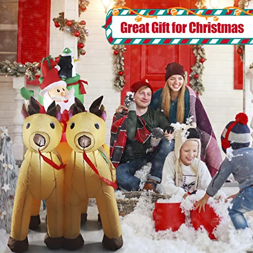 Christmas Inflatable Decoration, Shdejtg 7Ft Santa Claus On Sleigh With Build-In Led Blow Up Self-Inflatable For Christmas, Party Indoor, Outdoor, Yard, Garden, Lawn Décor. #TOP6