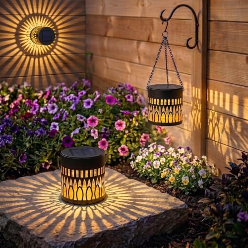 Lot de 2 Lanterne Solaire Vintage pour D'extérieur, Lumière Chaude, étanche