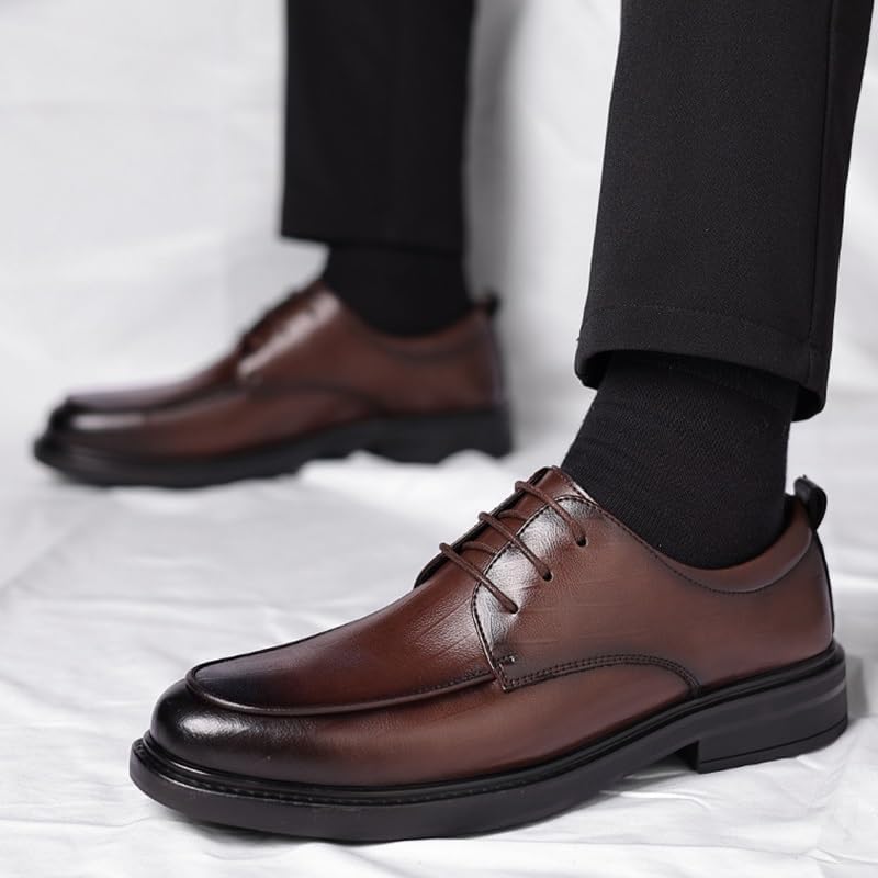 YZABEL Men's Classic Pointed Toe Lace Up Oxford Shoes, Flat Low Top Casual Shoes, Rubber Non-Slip for Daily Commuting Activity2