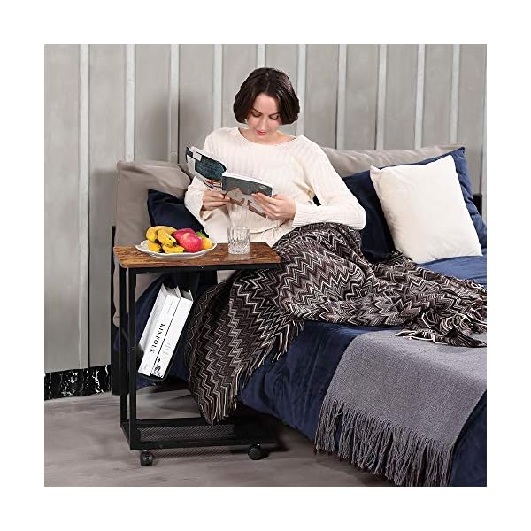 Neekor Industrial Side Table C Shaped End Table,Heavy Duty Mobile Table with Mesh and Side Pocket Coffee Table Living Room Couch Table Metal Frame Slide Under for Small Spaces,51cmx30mcmx67cm - Image 7