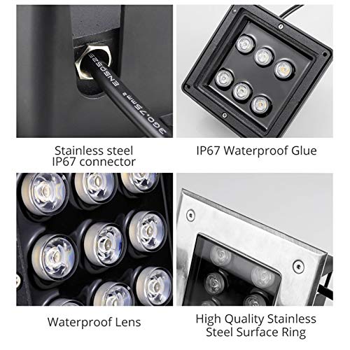 Spot LED carré encastrable extérieur IP67 12V jaune pour éclairage enterré de terrasse - 3