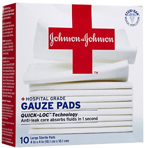 Johnson & Johnson First Aid Gauze Pads, 4 Inch X 4 Inch, 10 Count (Pack of 12)